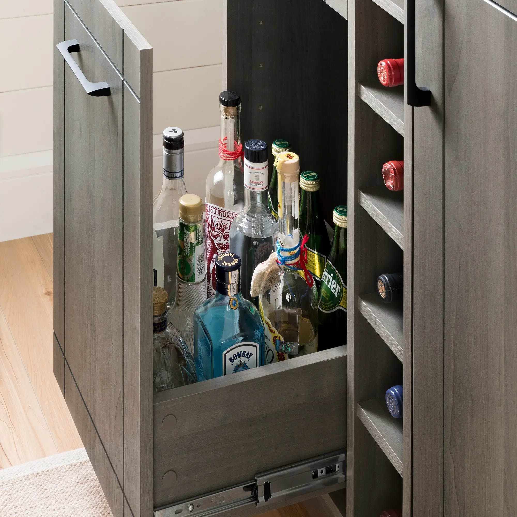 11029 Gray Bar Cabinet with Bottle and Glass Storage - Vietti-5