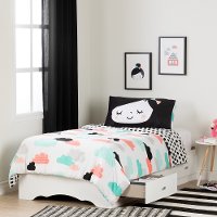 100183 Twin Mates Bed with Night Garden Comforter and Pillowcase - Tiara