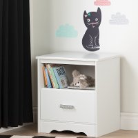 100185 One-Drawer Nightstand with Night Garden Little Cat Wall Decals - Tiara