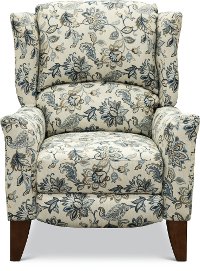 Cream and Blue High Leg Recliner - Jamie