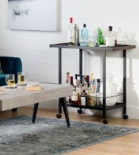 10633 Black Metal Bar Cart on Wheels - City Life