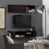 11243 Chocolate Wall Mounted TV Stand and Storage Unit (48 Inch) - City Life