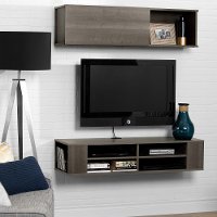 11245 Charcoal Wall Mounted Brown TV Stand and Storage Unit (48 Inch) - City Life