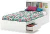 11250 Reevo White Twin Mates Bed with Bookcase Headboard - South Shore