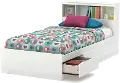 11250 Reevo White Twin Mates Bed with Bookcase Headboard - South Shore