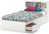 11250 White Twin Mates Bed with Bookcase Headboard - Reevo