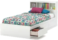 11250 White Twin Mates Bed with Bookcase Headboard - Reevo