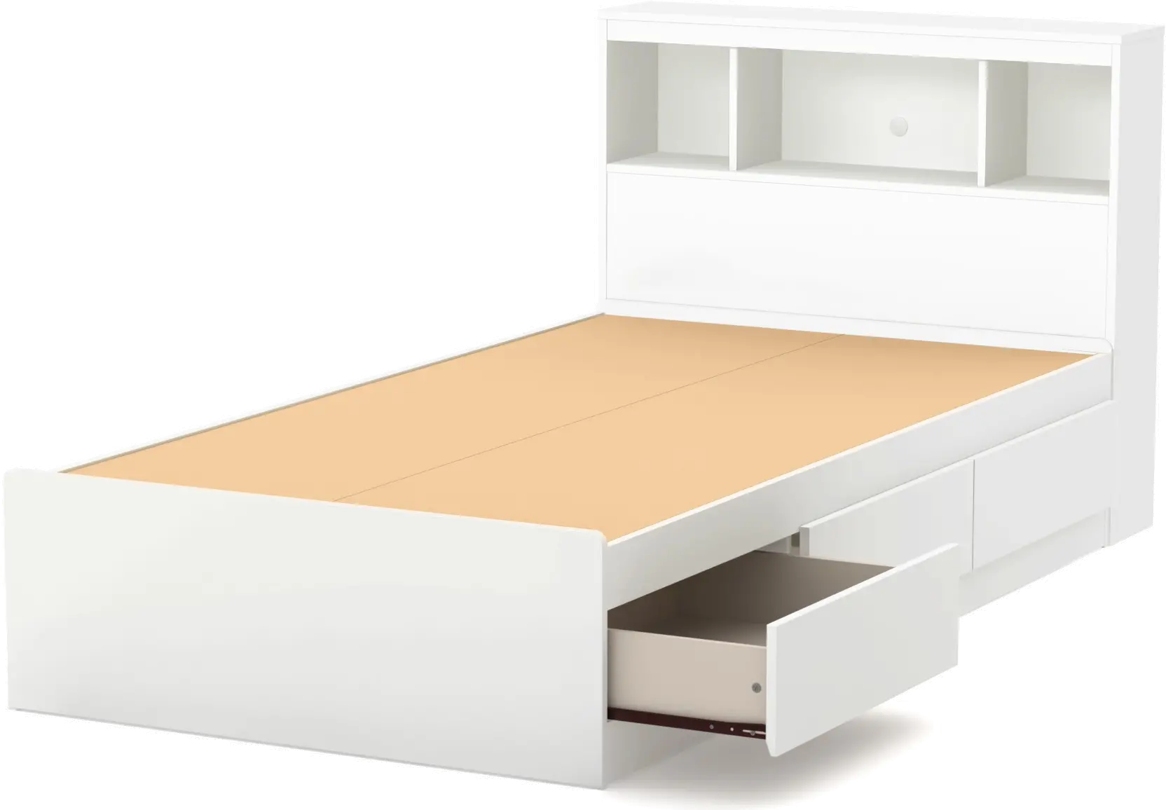 11250 White Twin Mates Bed with Bookcase Headboard - Reevo-2