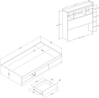 11250 White Twin Mates Bed with Bookcase Headboard - Reevo-4