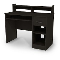 11266 Black Computer Desk with Keyboard Tray and Printer Stand - Axess-3