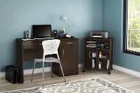 11267 Chocolate Brown Desk with Keyboard Tray and Printer Stand - Axess