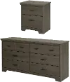 11270 Versa Gray Maple Double Dresser & Nightstand