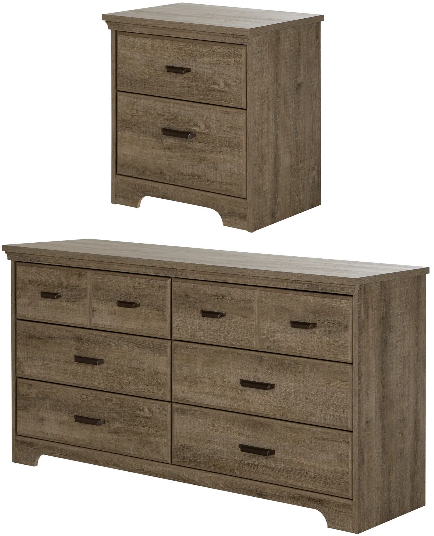 11272 Versa Weathered Oak Double Dresser & Nightstand-1