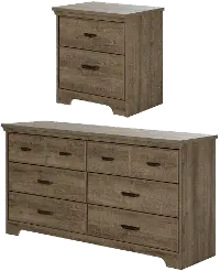11272 Versa Weathered Oak Double Dresser & Nightstand