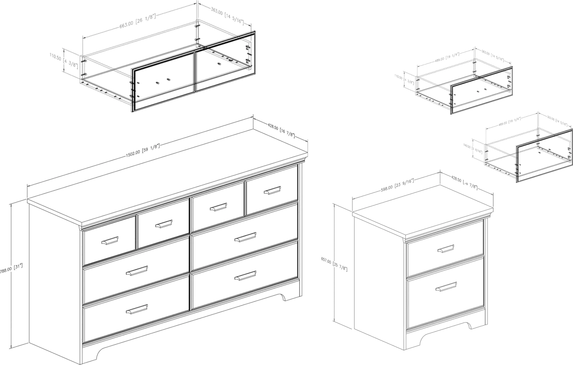 11272 Versa Weathered Oak Double Dresser & Nightstand-5