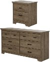 11272 Weathered Oak Double Dresser & Nightstand - Versa