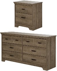 11272 Weathered Oak Double Dresser & Nightstand - Versa