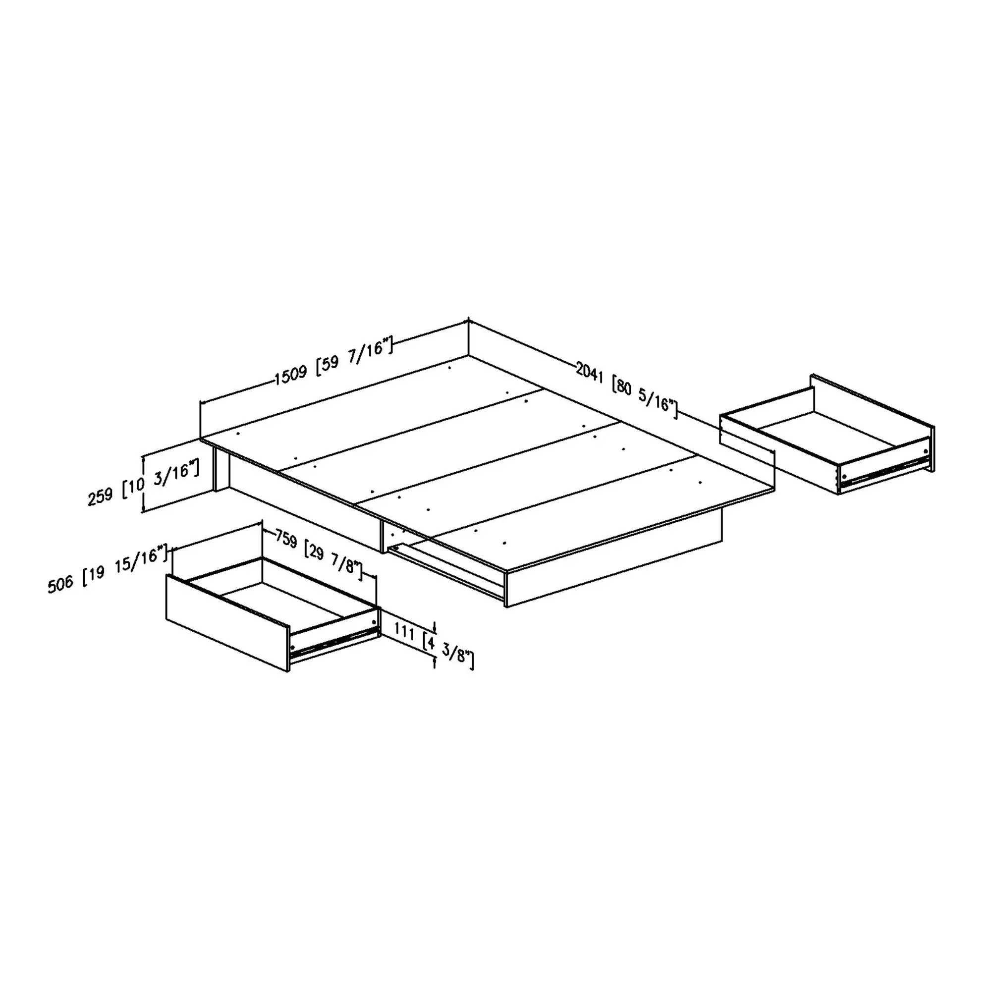 10222 Gramercy White Full-Queen Platform Bed with Drawers-2