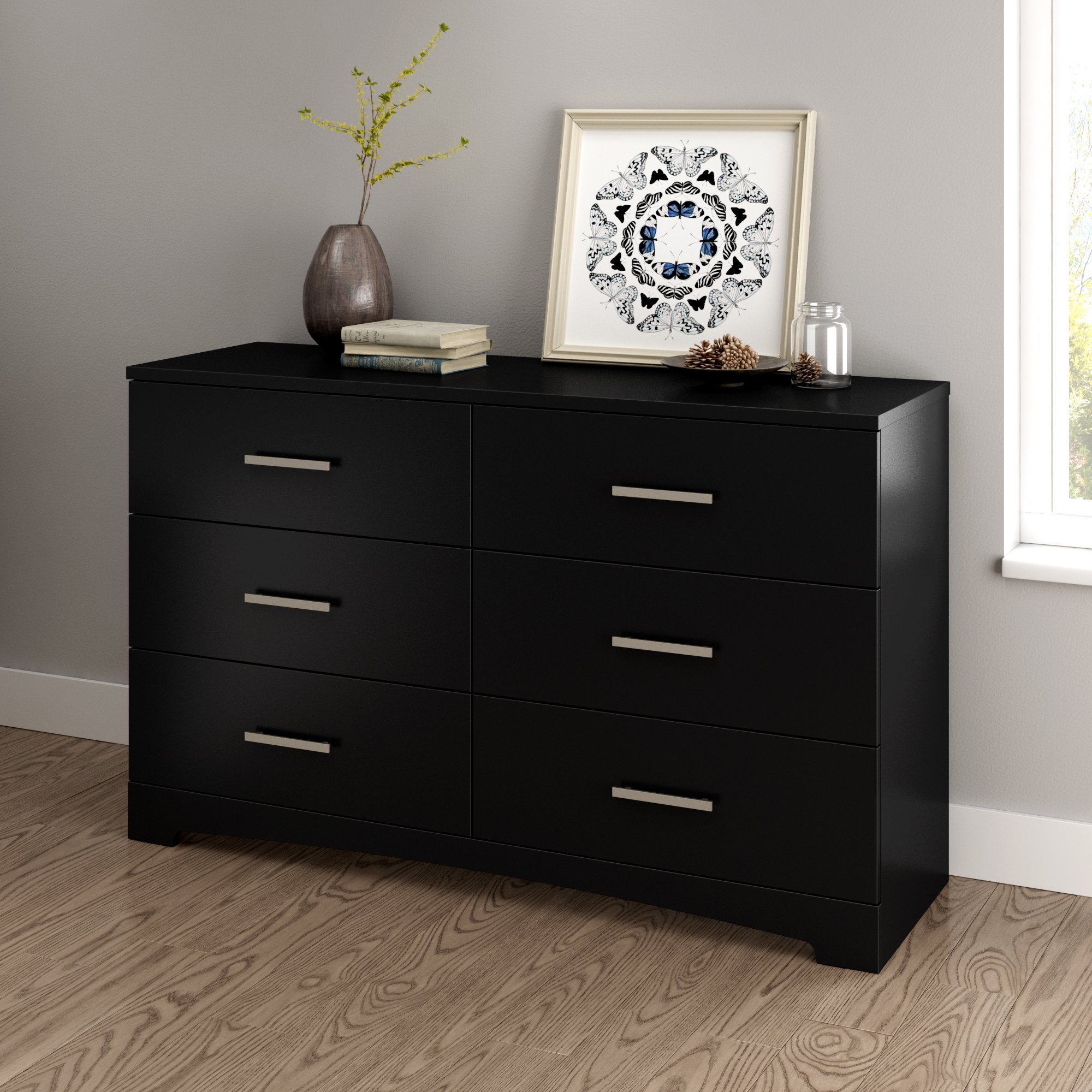 10447 Pure Black 6-Drawer Double Dresser - Gramercy-1