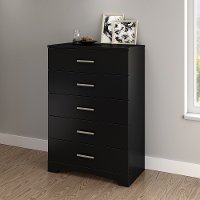 10448 Pure Black 5-Drawer Chest of Drawers- Gramercy
