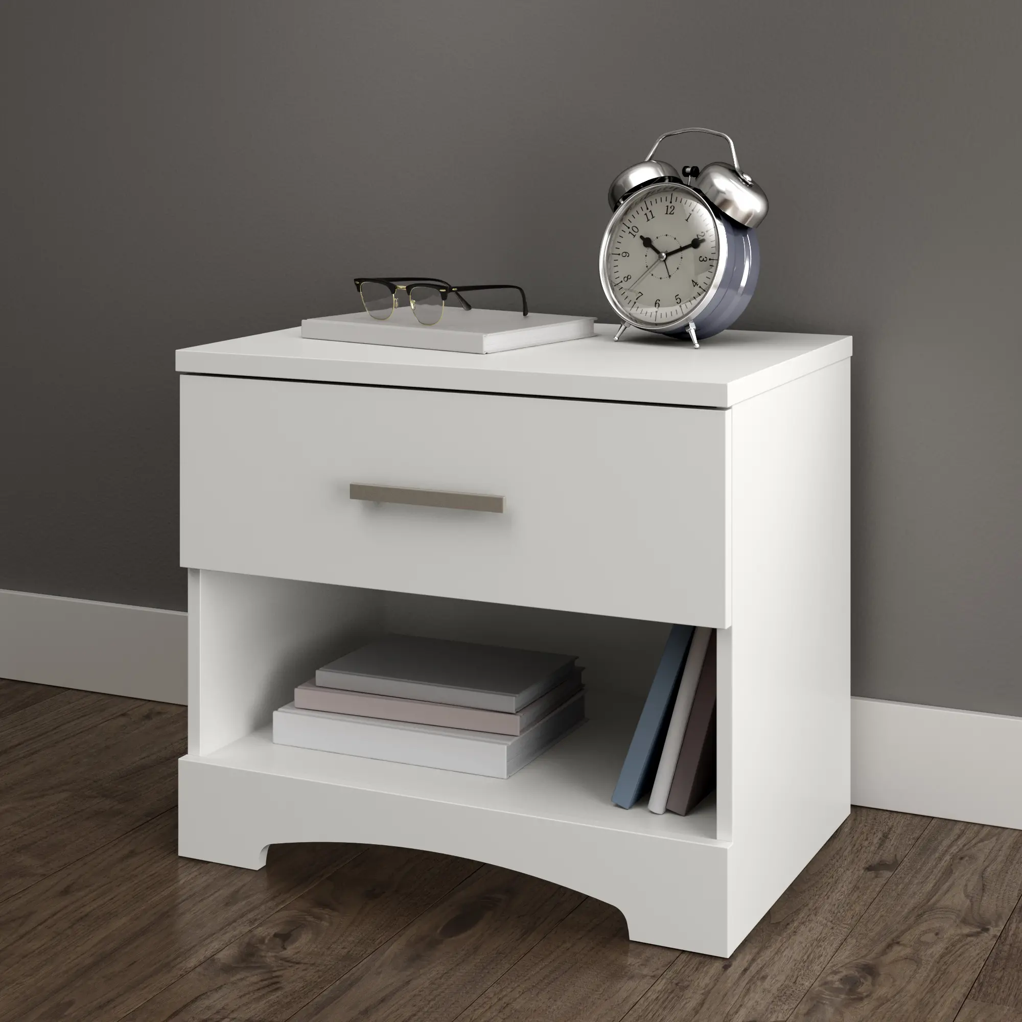 10452 Pure White 1-Drawer Nightstand - Gramercy-1