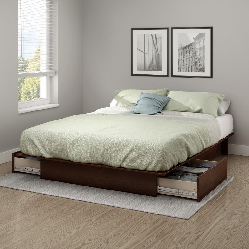 Cherry Full Queen Platform Bed Step One Rc Willey Furniture
