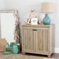 10318 2-Door Rustic Oak Short Storage Cabinet - Hopedale