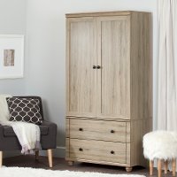 10320 Rustic Oak Storage Armoire with Two Drawers - Hopedale