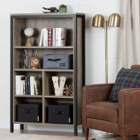 10552 Weathered Oak 6-Shelf Bookcase - Munich