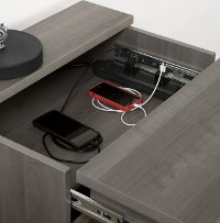 10556 Gray Maple Nightstand with Charging Station - Versa-3