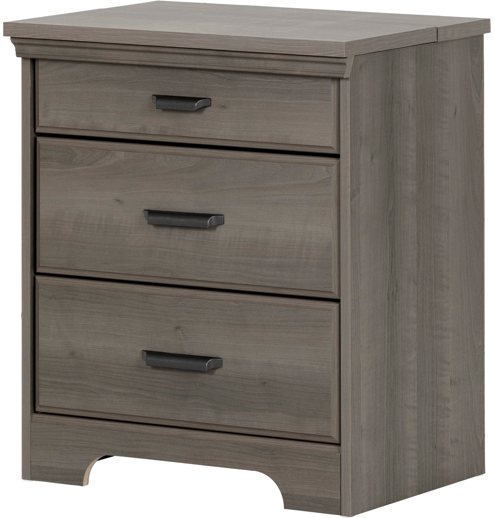 10556 Gray Maple Nightstand with Charging Station - Versa-4