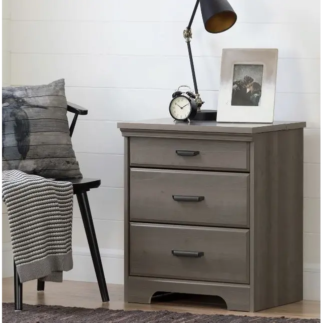 10556 Versa Gray Maple Nightstand with Charging Station - South Shore