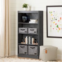 10687 Four-Shelf Gray Oak Bookcase - Axess