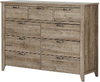 10252 Weathered Oak 9-Drawer Double Dresser - Lionel