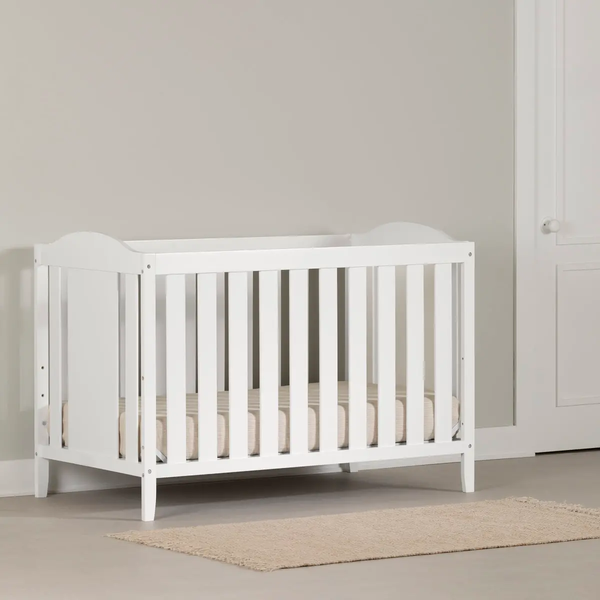3580350 Pure White 2-in-1 Crib with Toddler Rail - Angel-1