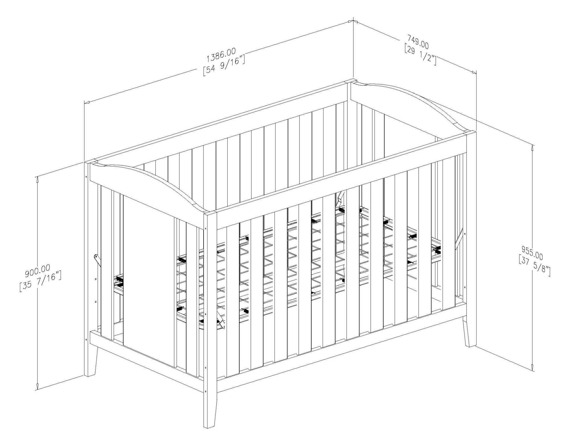 10590 Soft Gray 2-in-1 Crib with Toddler Rail - Angel-4