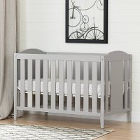 100257 Soft Gray Crib, Mattress & Toddler Rail - Angel