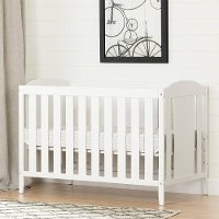 100259 Pure White Crib, Mattress & Toddler Rail - Angel