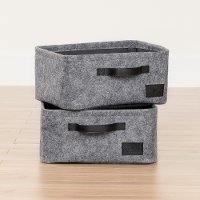 100239 Small Woven Gray Felt Baskets, Set of Two - Storit