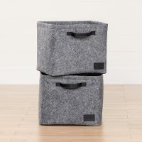 100240 Large Woven Gray Felt Baskets, Set of Two - Storit