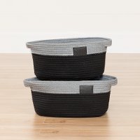 100241 Gray and Black Knit Baskets, Set of Two - Storit