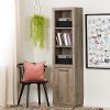 100266 Three-Shelf Weathered Oak Bookcase with Baskets - Kanji