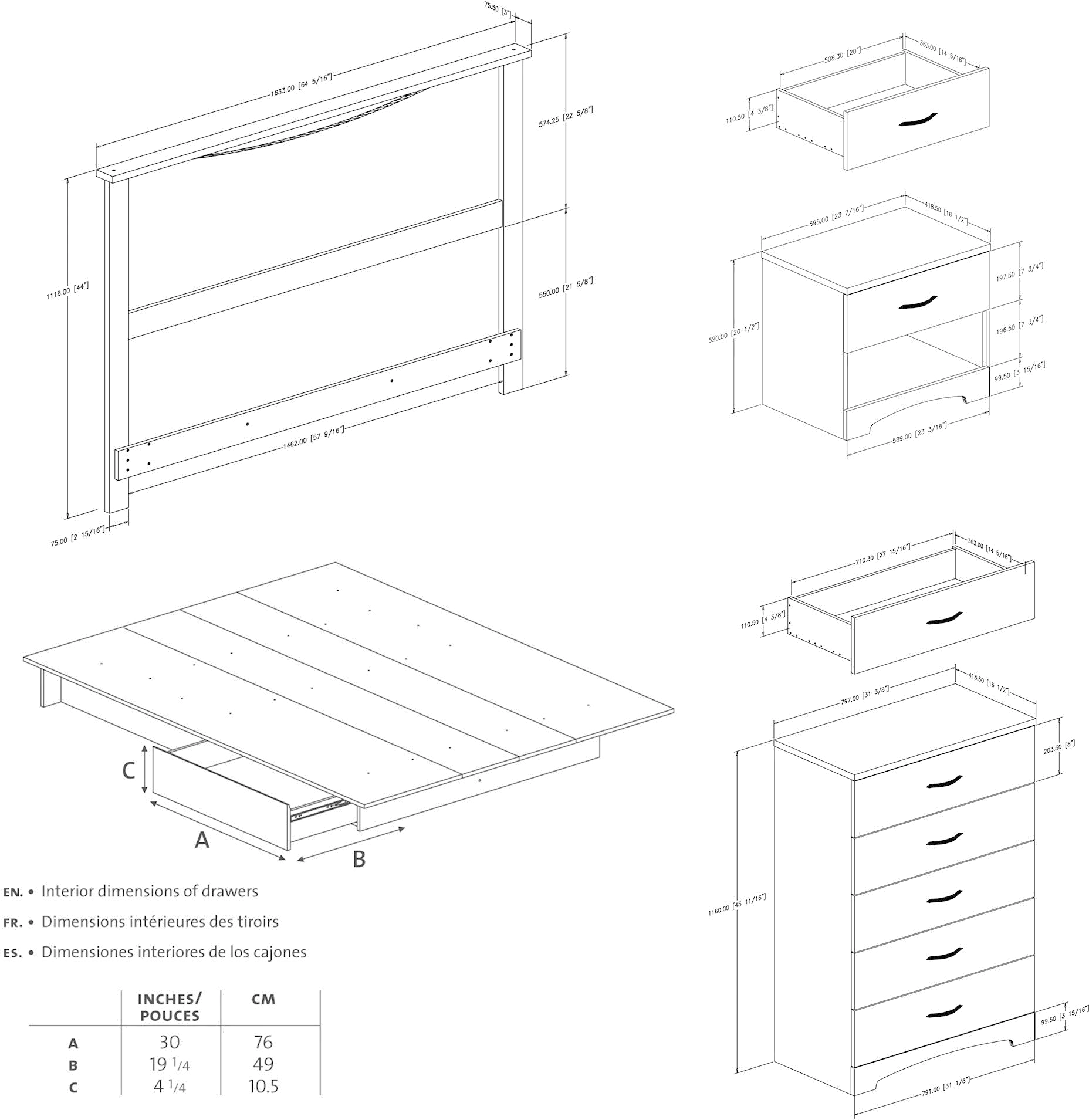 3107A4 Step One Black 4 Piece Full Size Bedroom Set-4