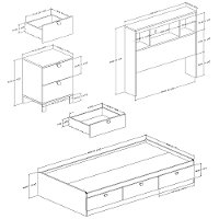 3259A3 Chocolate 3 Piece Kids Twin Bedroom Set - Spark-3