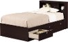 3259B2 Chocolate Twin Storage Bed with 3 Drawers and Headboard - Spark