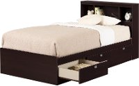 3259B2 Chocolate Twin Storage Bed with 3 Drawers and Headboard - Spark