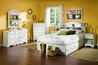 3210D4 White Wash 4 Piece Bedroom Set (Full Size) - Summer Breeze