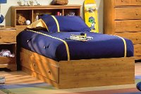 3432A2 Country Pine Twin Storage Bed and Headboard - Little Treasures