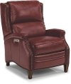 Ruby Red Leather-Match Power High Leg Recliner - Bishop