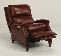 Ruby Red Leather-Match Power High Leg Recliner - Bishop-2
